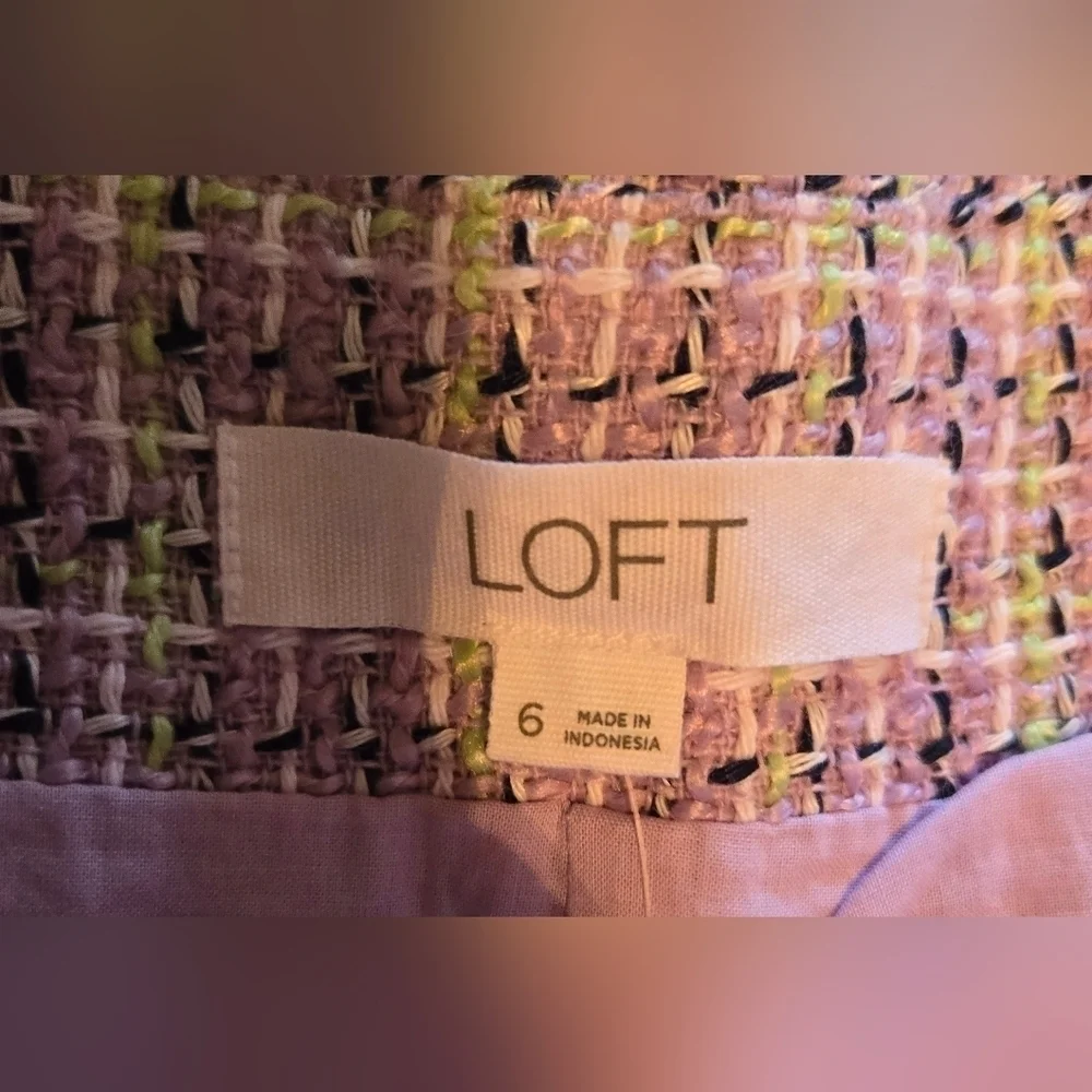 NWT | LOFT | Tweed Flap Pocket Shorts | Size: 6 | Color: Plum Combo